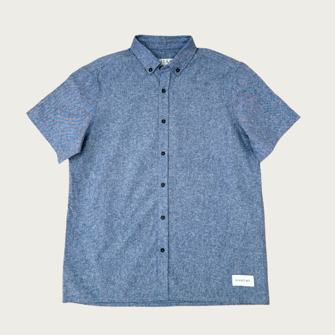 Anian Men's Short Sleeve Shirt in Blue Chambray