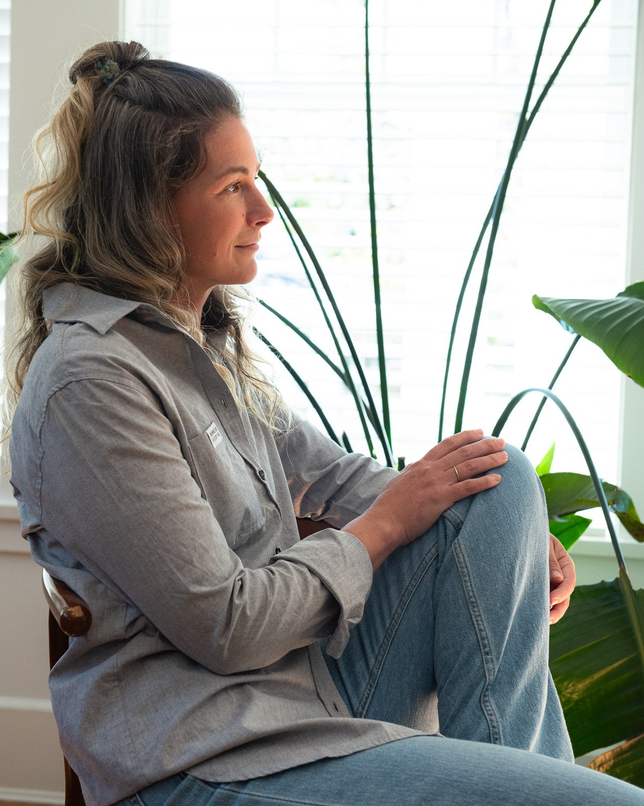 Women's Grey Oxford Shirt
