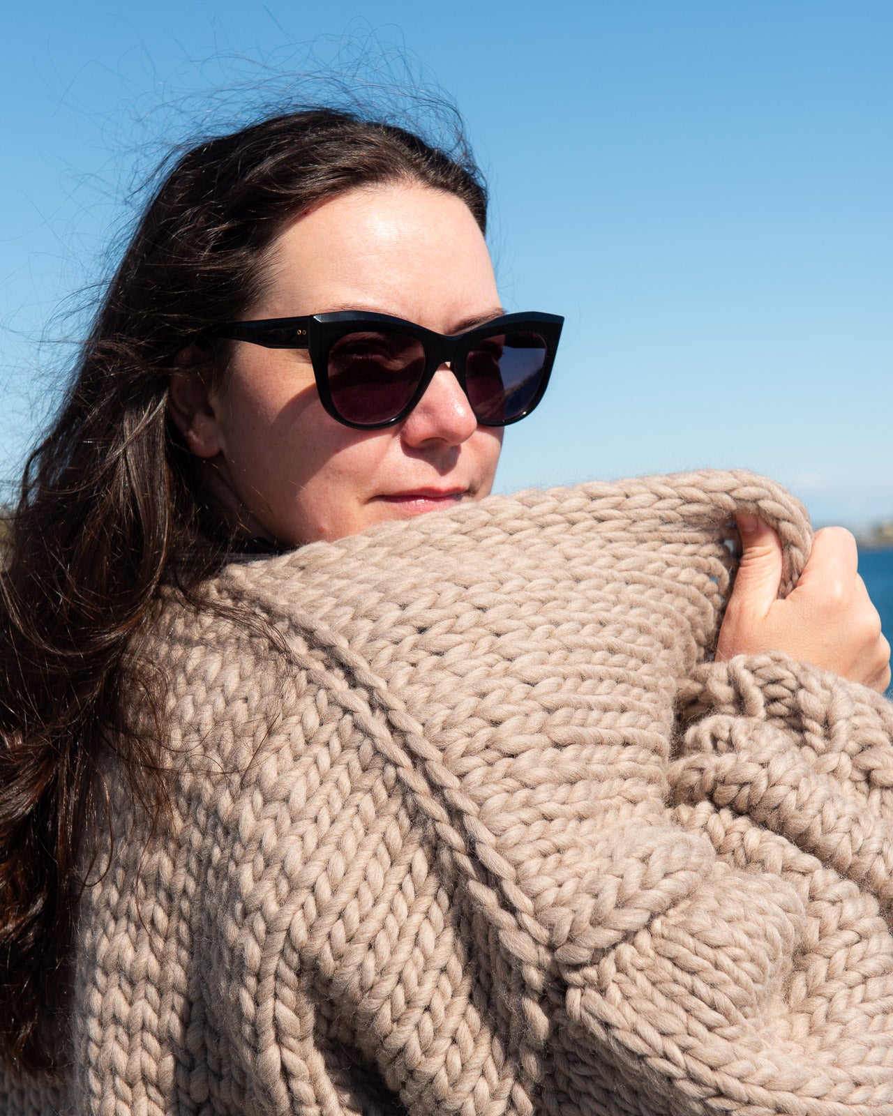 Diane Rudge Merino Wool Cardigan in Sand