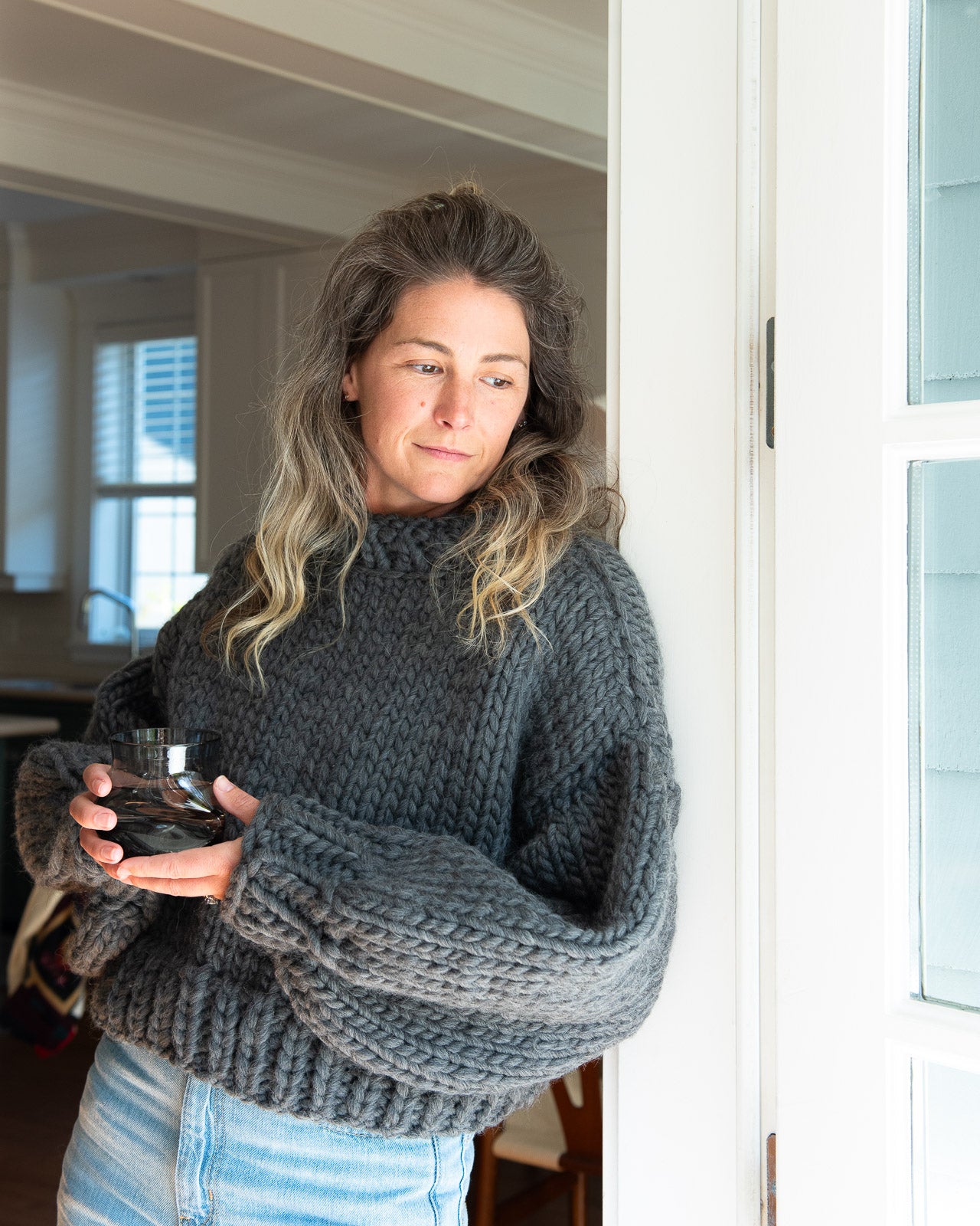 Crew Neck Sweater in Charcoal