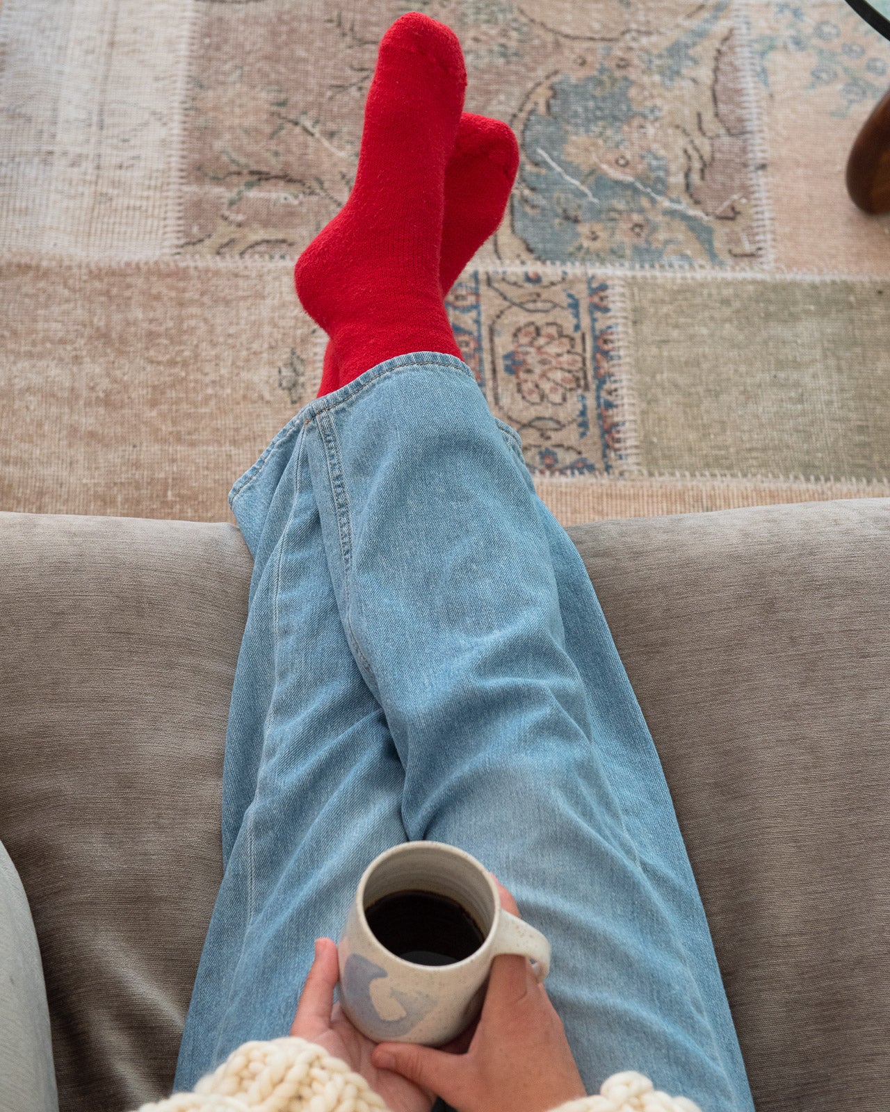 Thermohair Crew socks in red