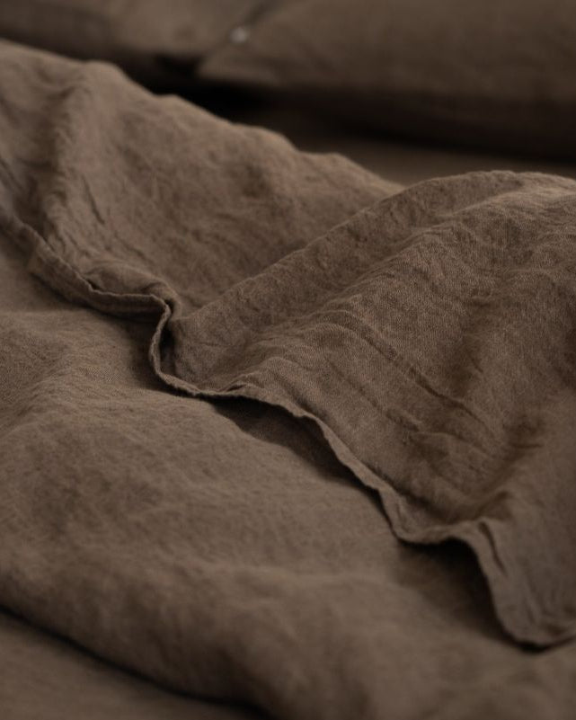 Brown textured blanket on a bed