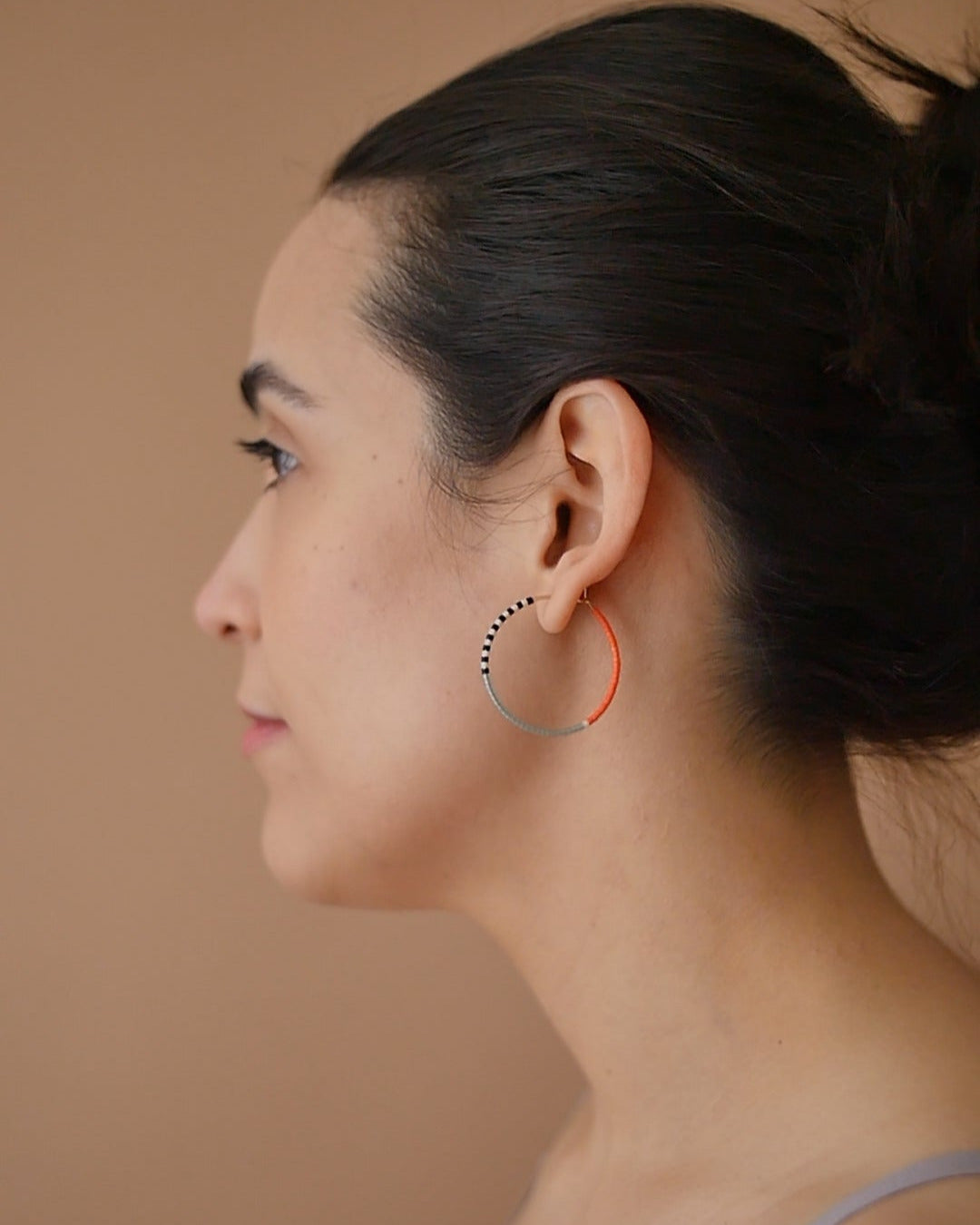 Daldanea Pantha 14KT Gold Hoops on model