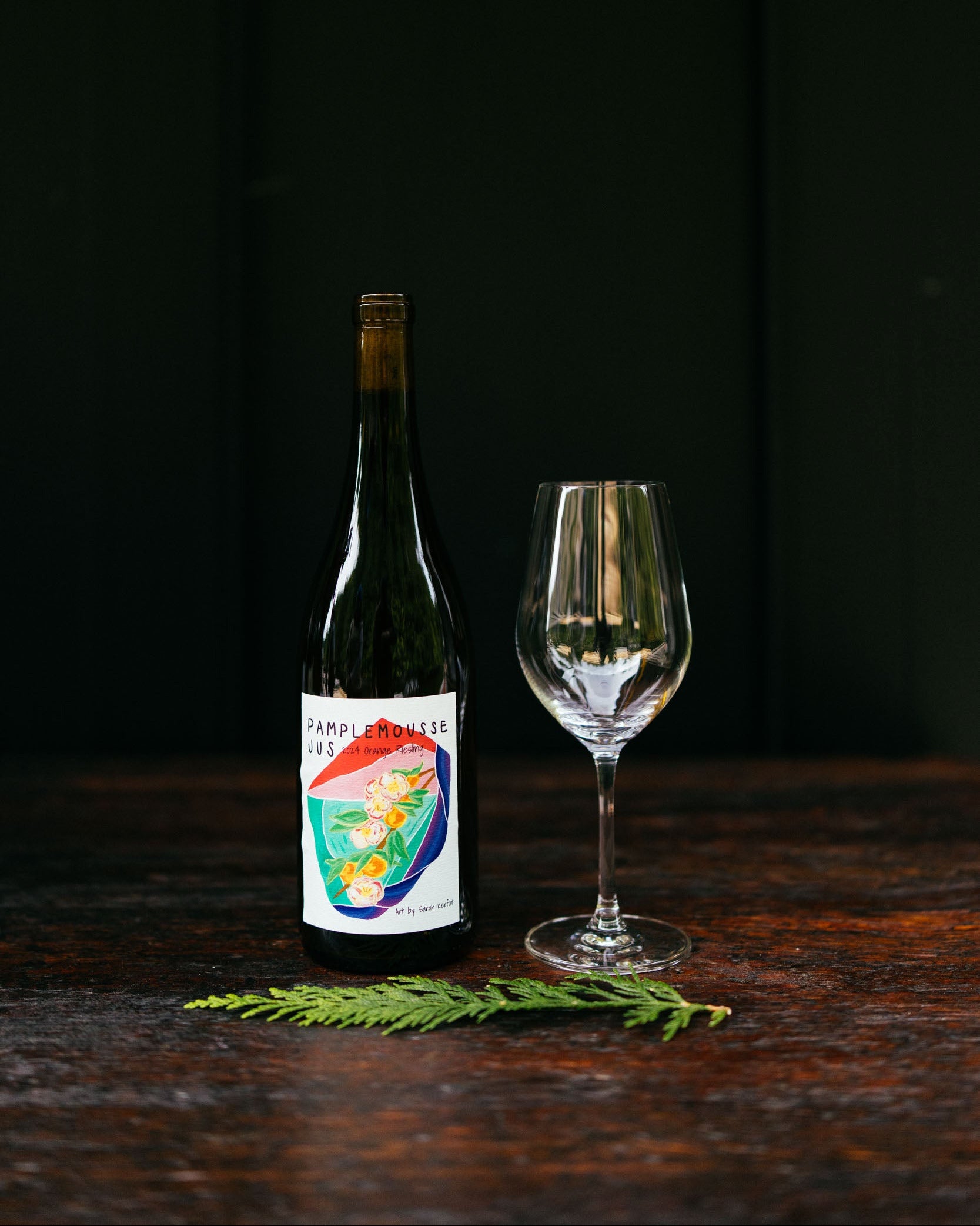 Bottle of wine against a dark background