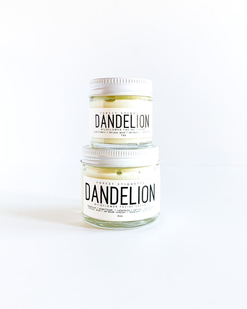 product photo of both sizes of dandelion facial moisturizer from forest etiquette