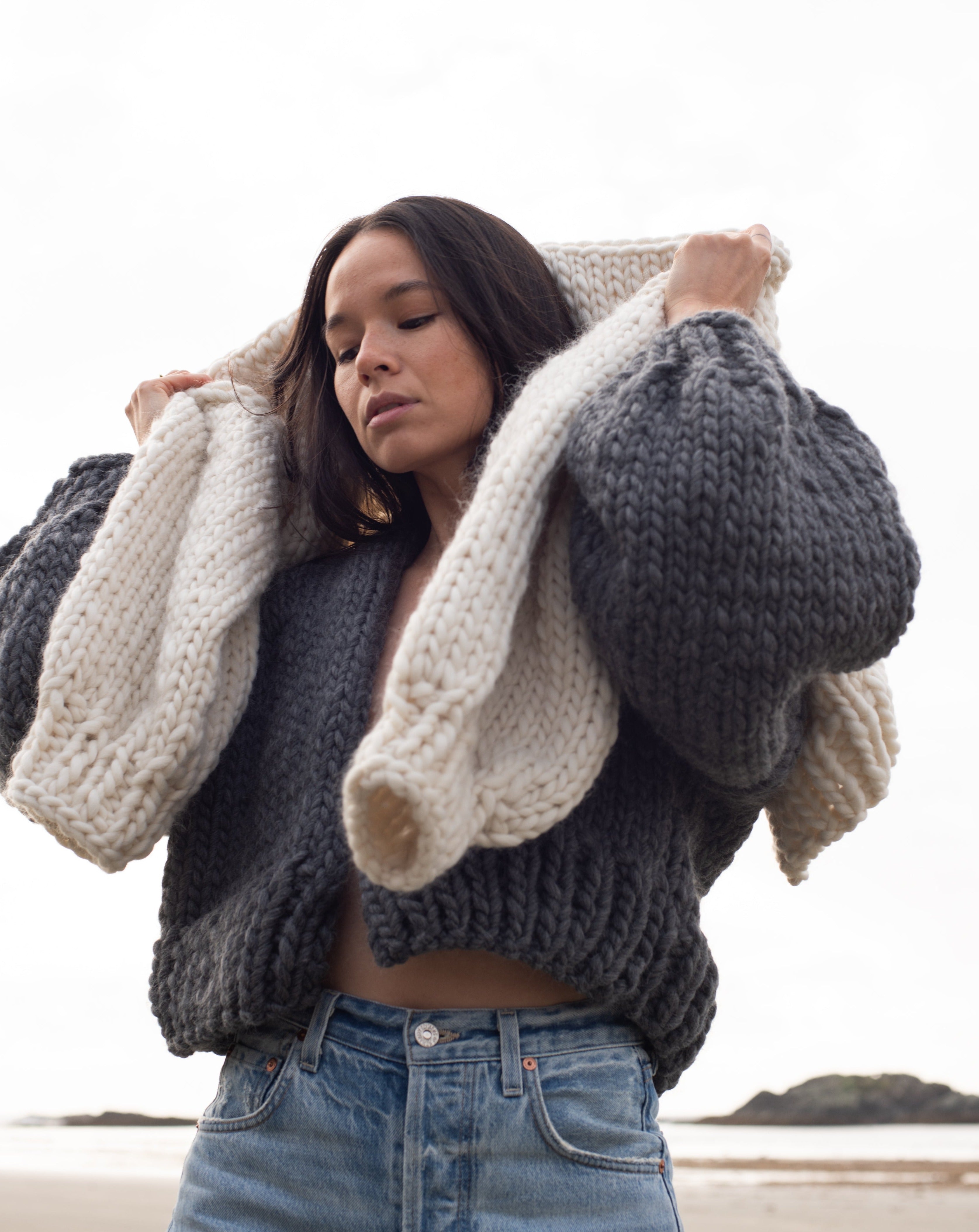 Diane Rudge Knit Cardigan in Charcoal