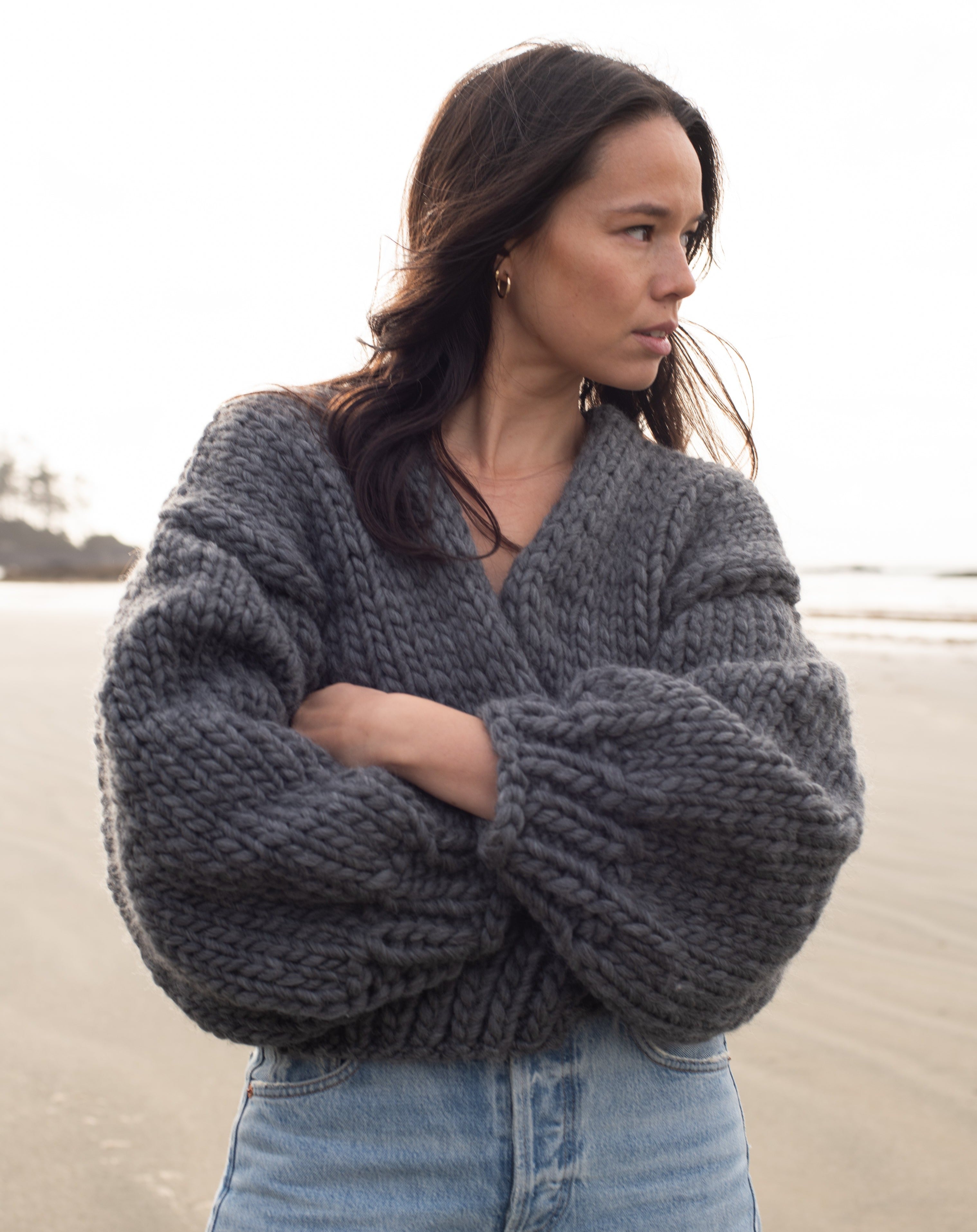 Diane Rudge Knit Cardigan in Charcoal