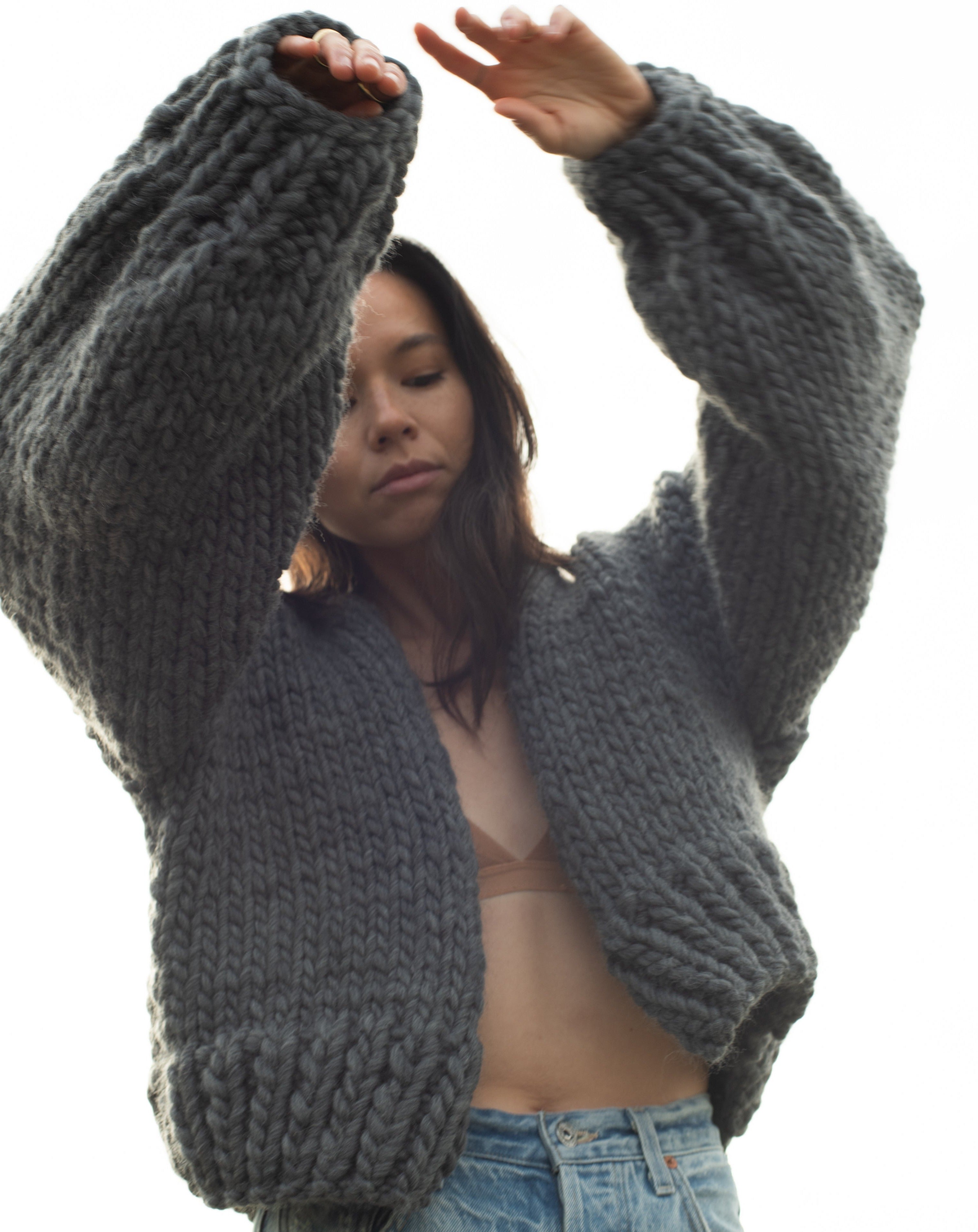 Diane Rudge Knit Cardigan in Charcoal