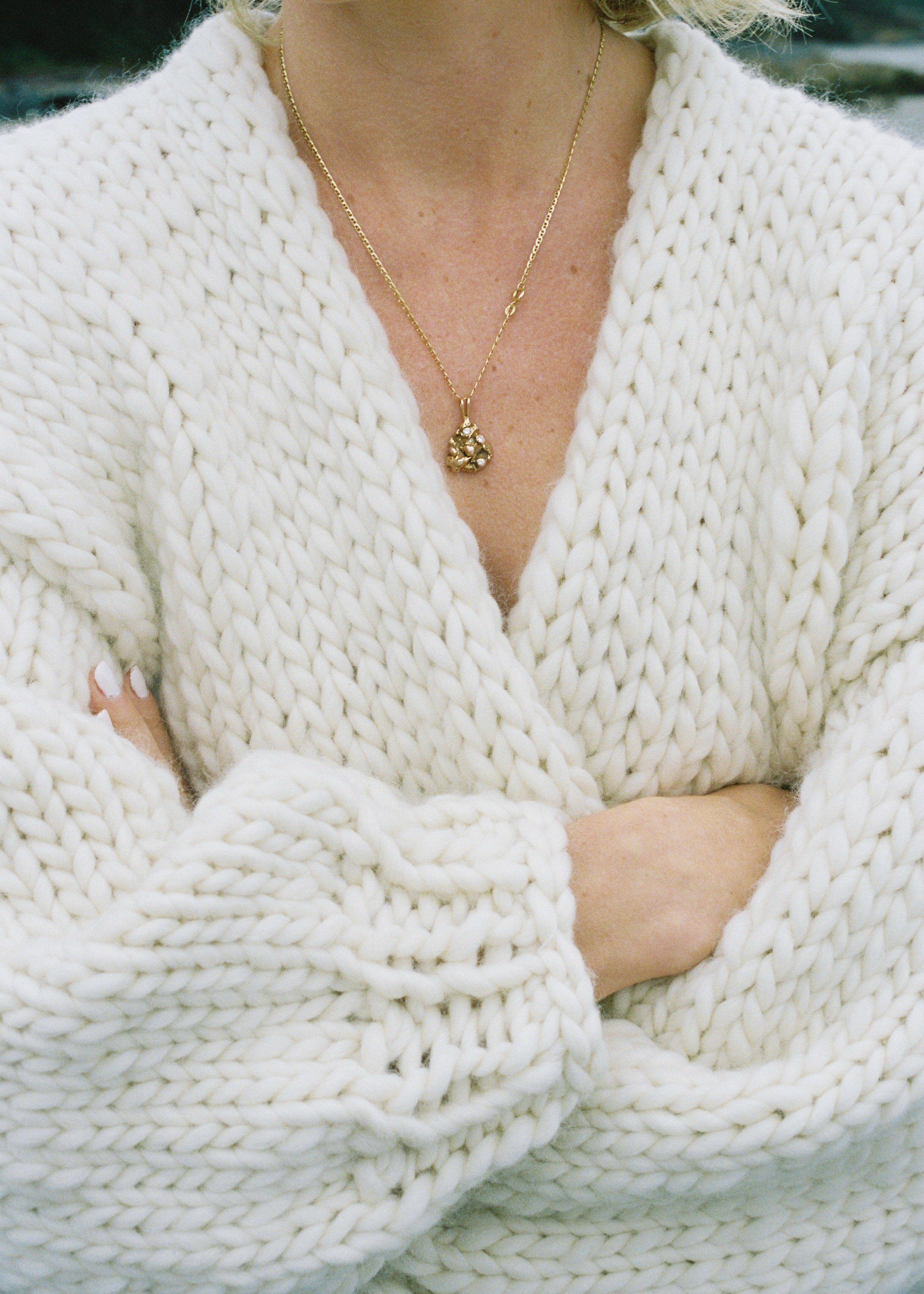 Diane Rudge Merino Wool Cardigan in Cream