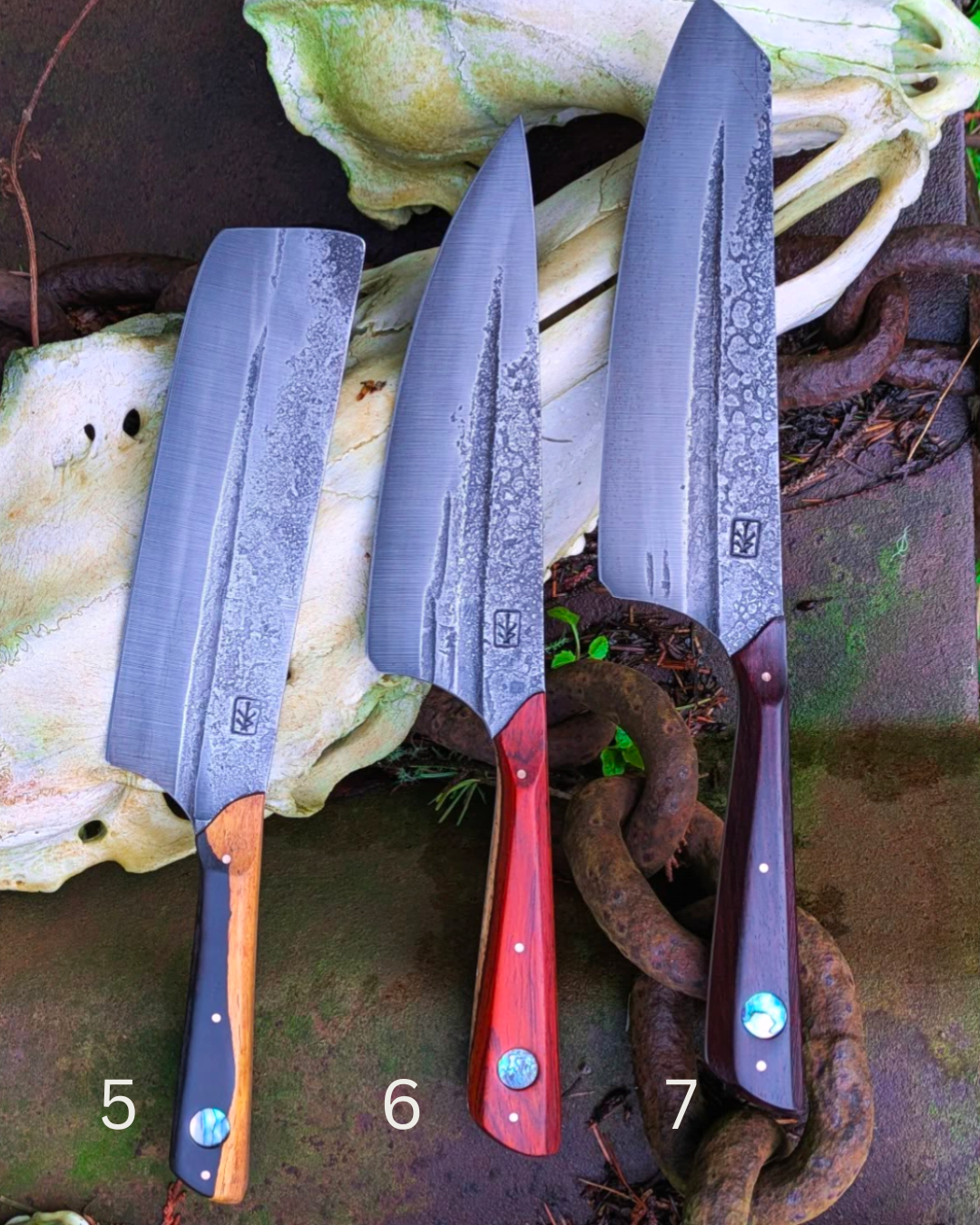 product photos of 3 leechtown blacksmith co. chef's knives