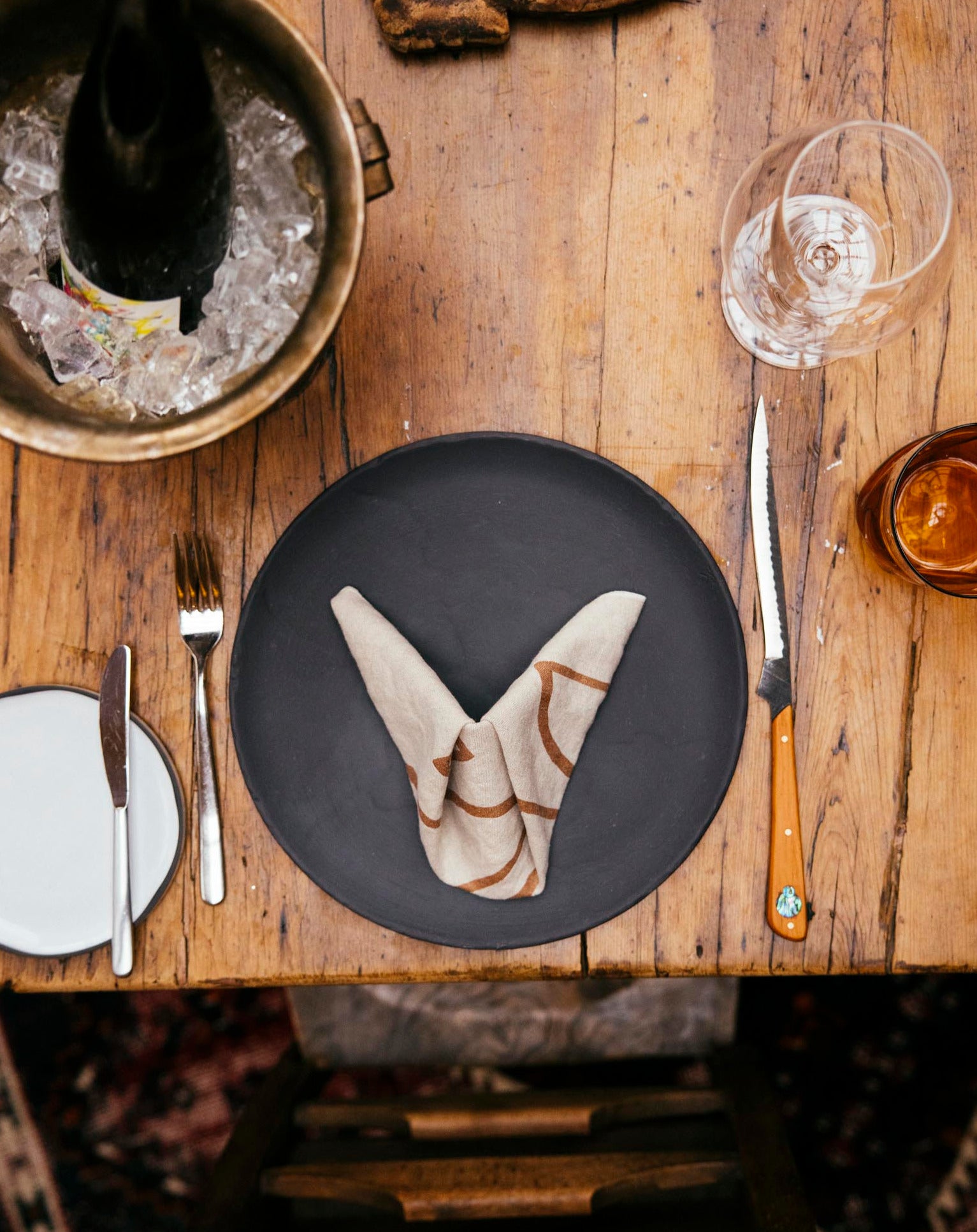 copper arrow linen napkin - half moon