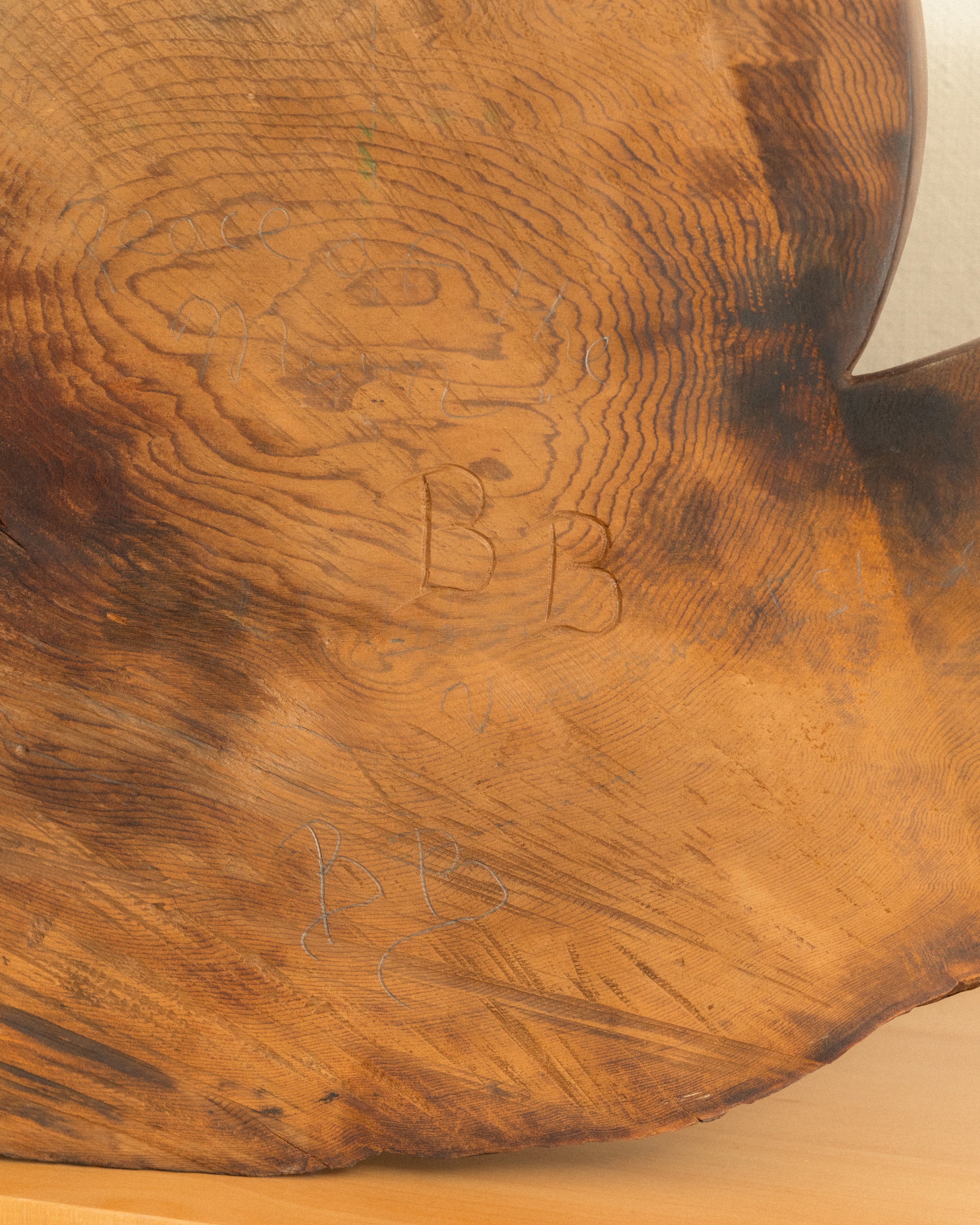 Close-up of a wooden surface with visible grain and texture