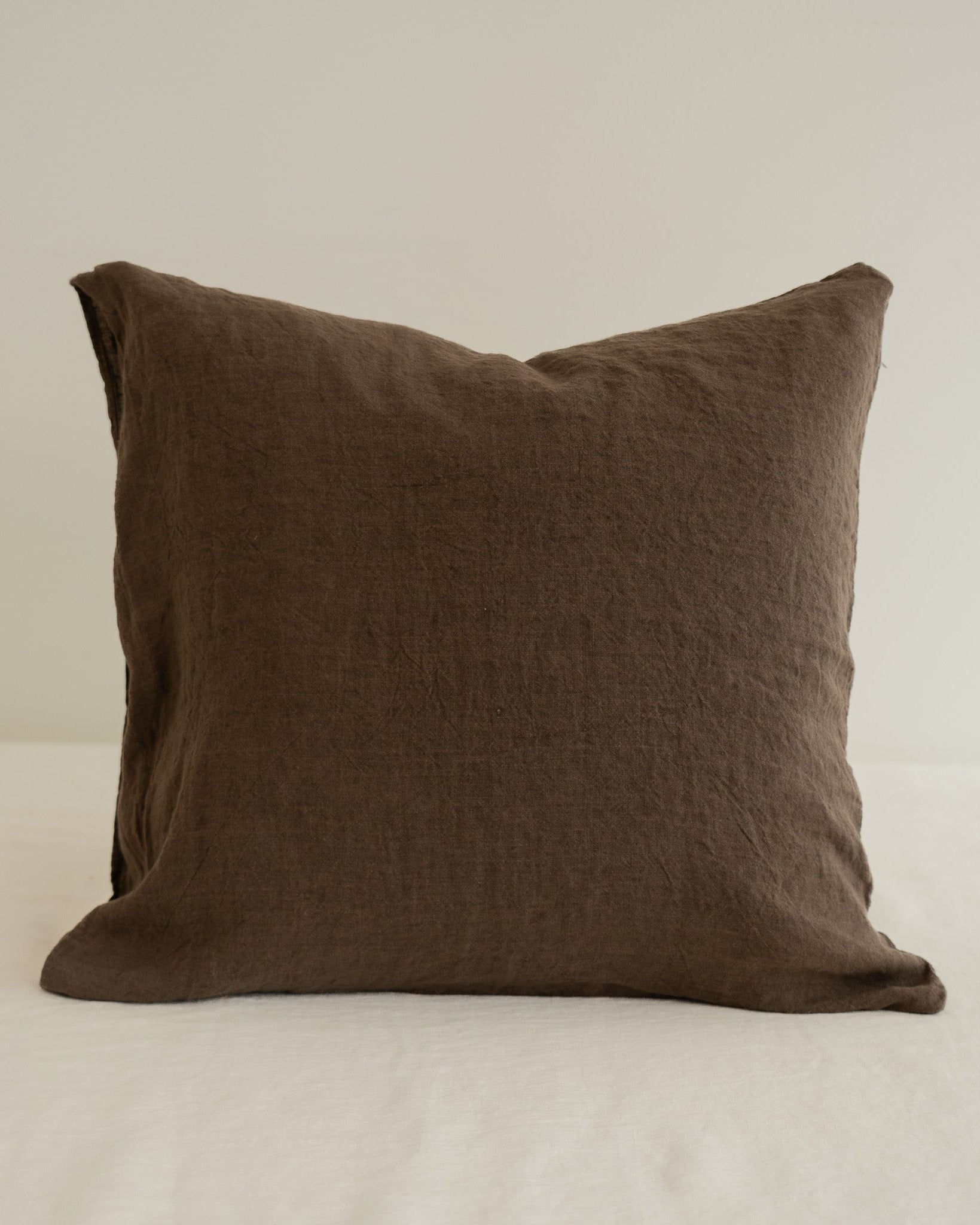 Brown pillow on a light beige background
