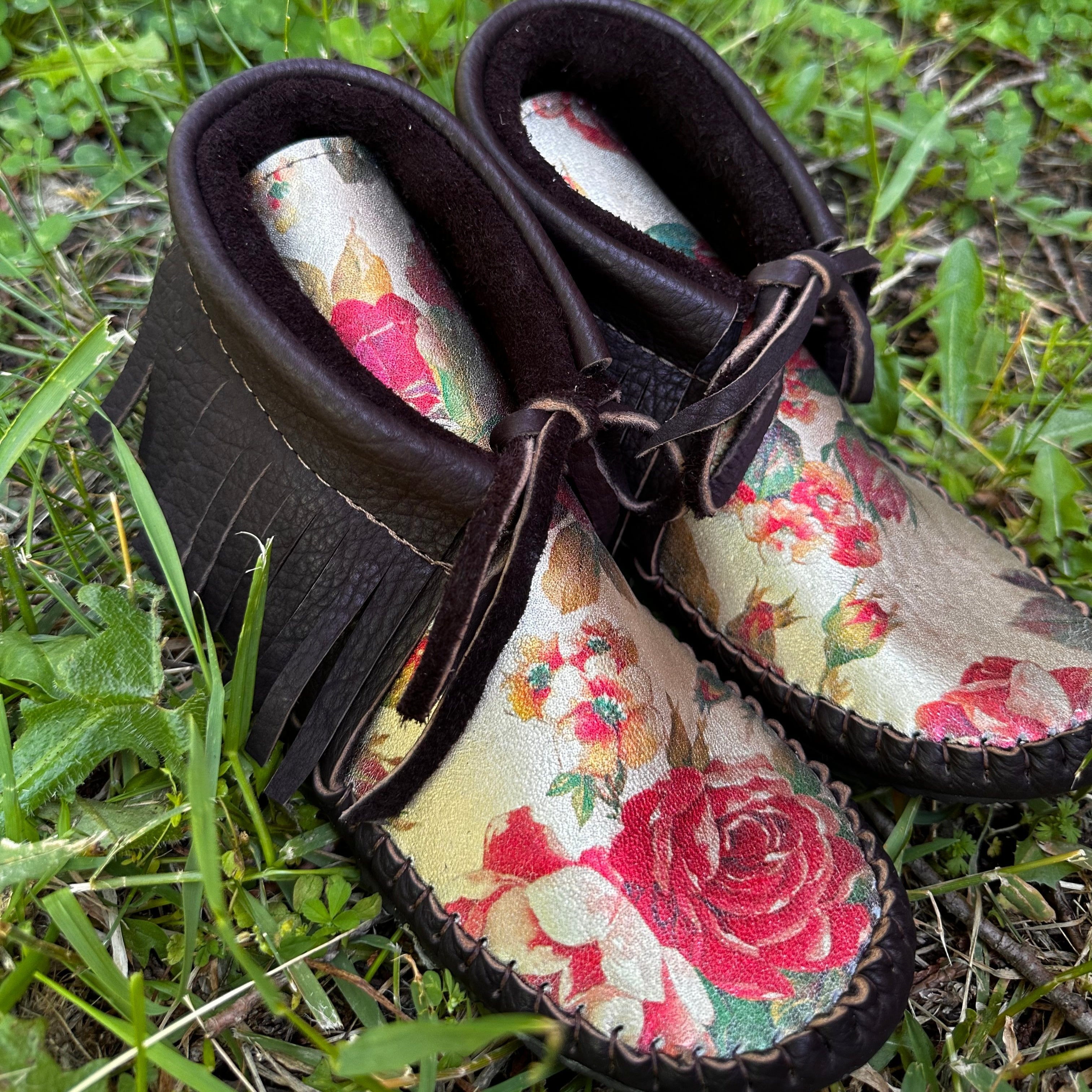 jamie gentry moccasins brown and rose