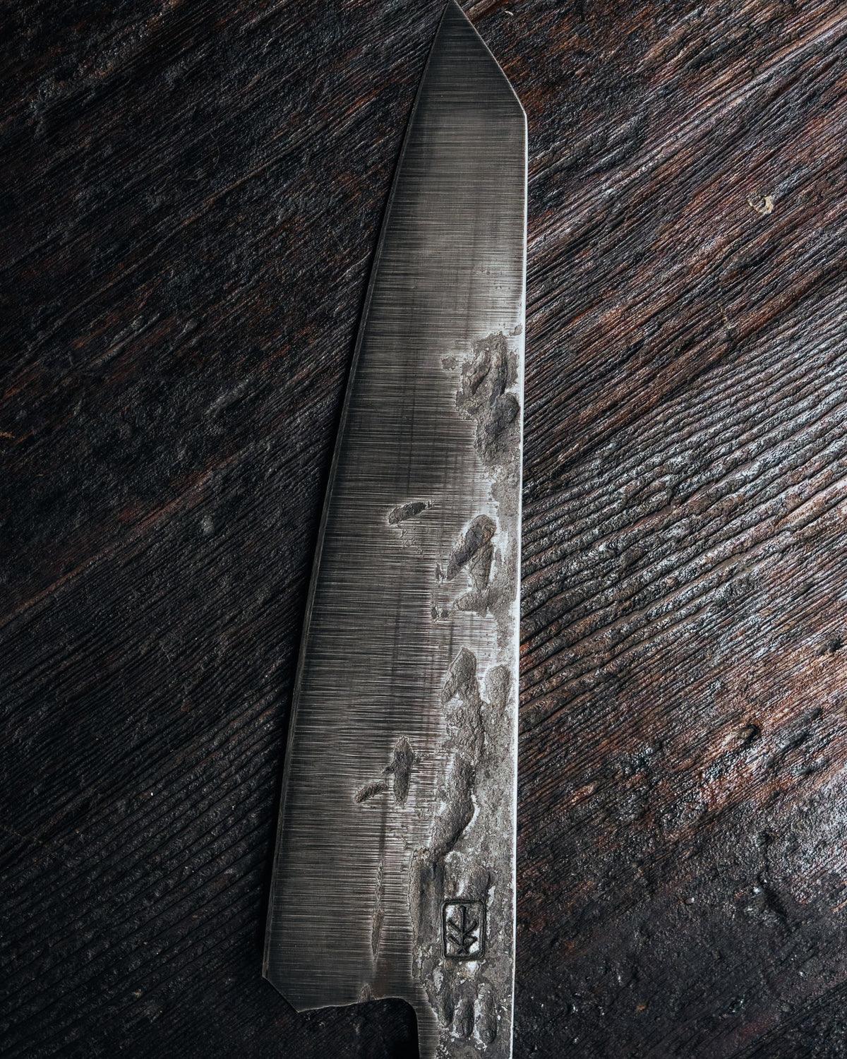 knife blade on black background