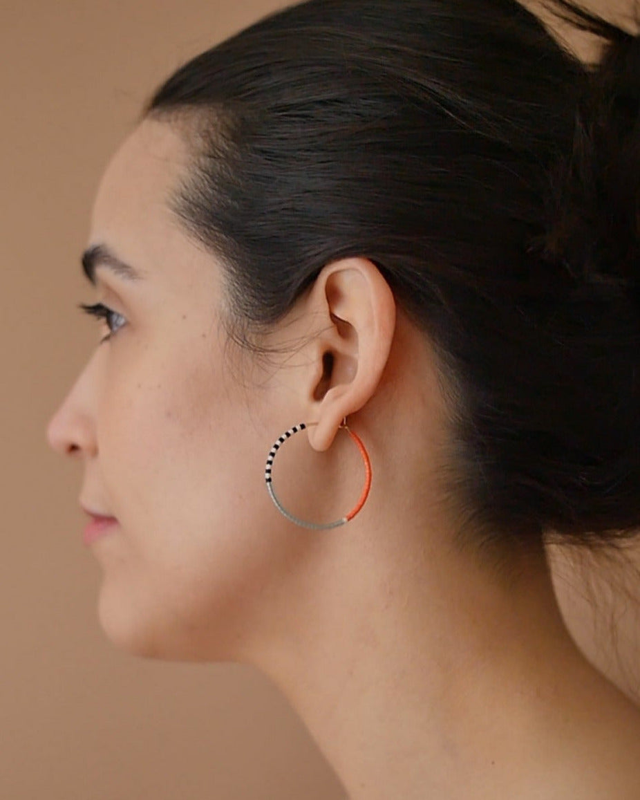 Daldanea Pantha 14KT Gold Hoops on model