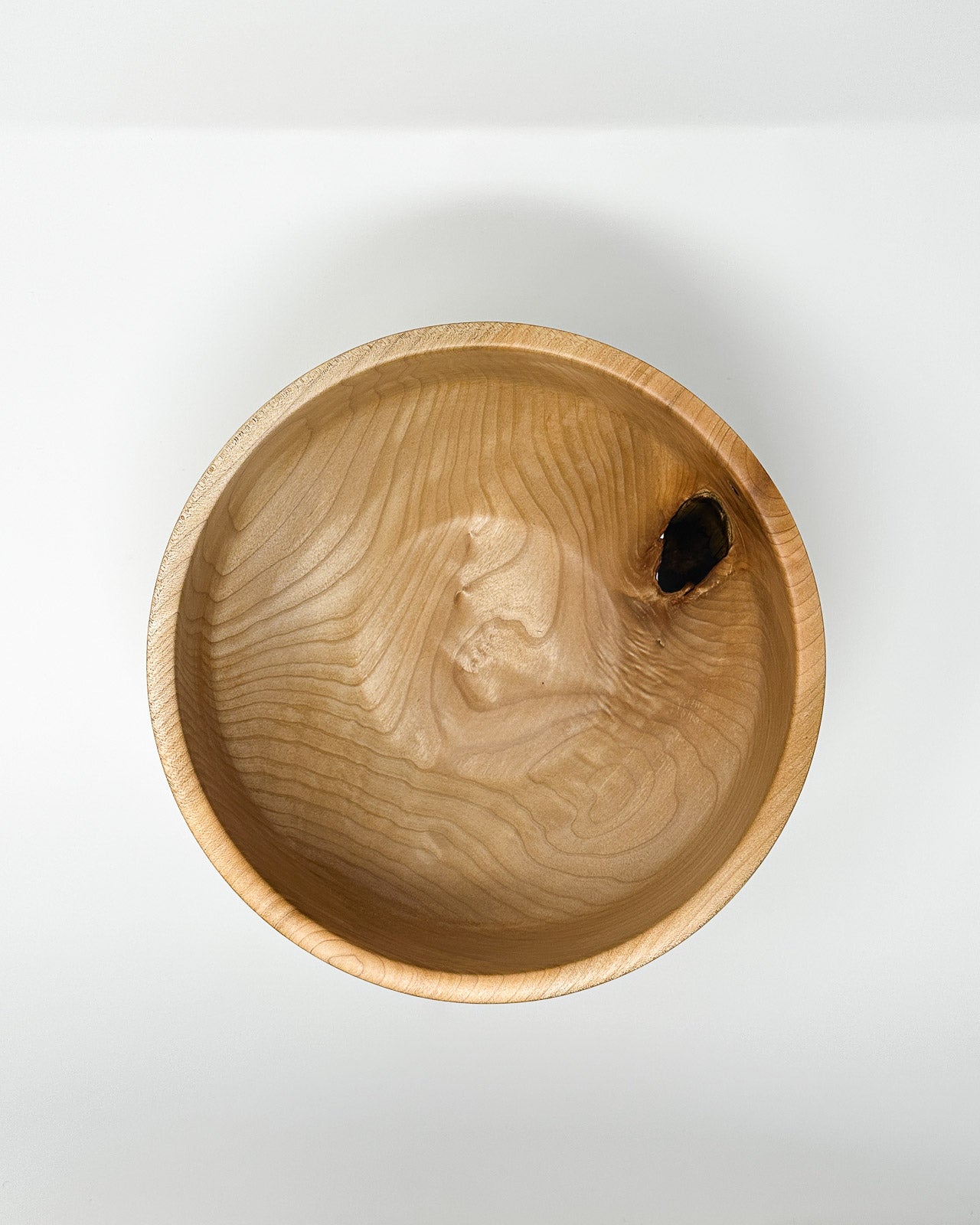 Miller + Co. Wood for Nimmo Bay Quilted big leaf maple bowl from the top 