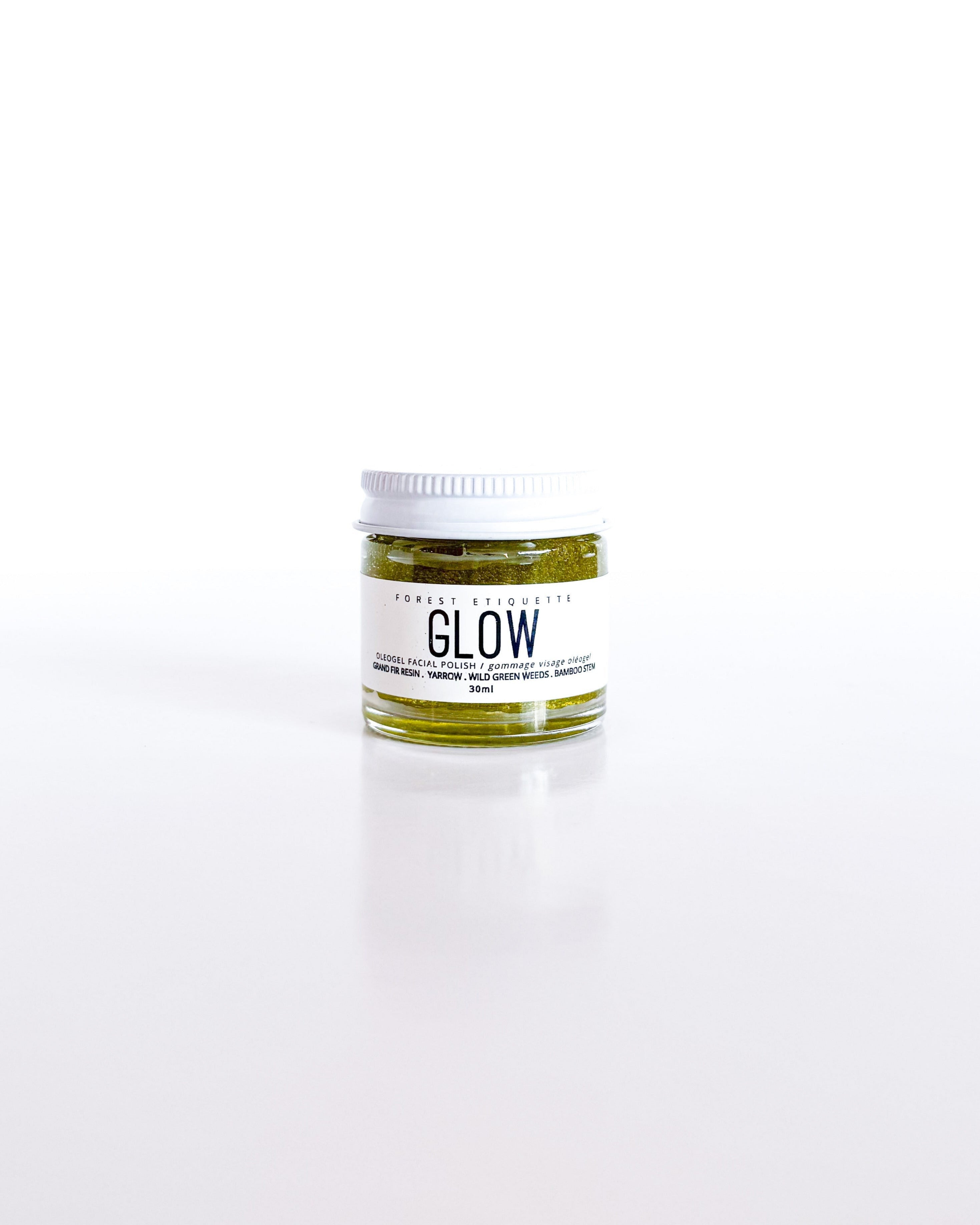flatlay of glow facial polish from forest etiquette