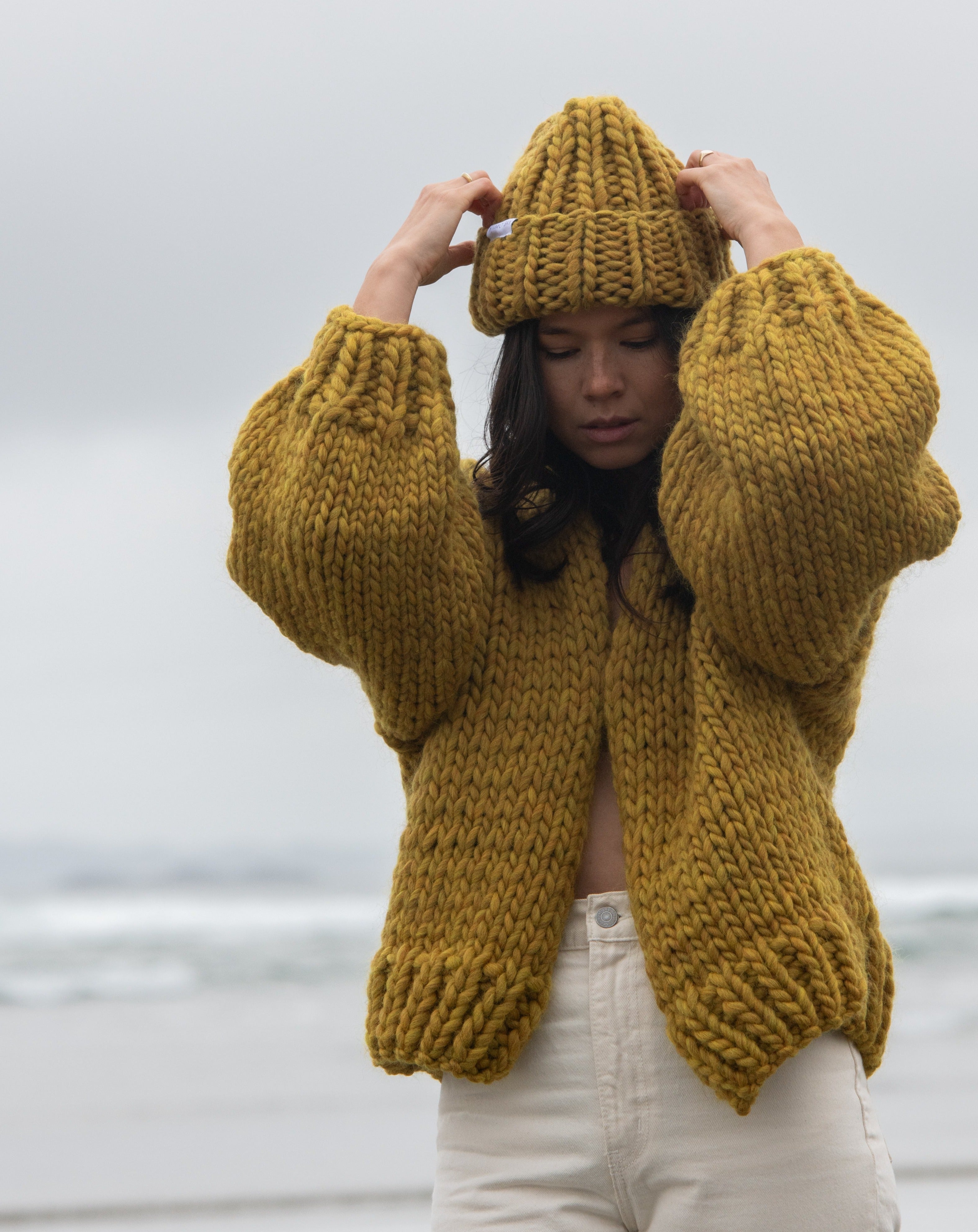 Knit Cardigan in Ochre