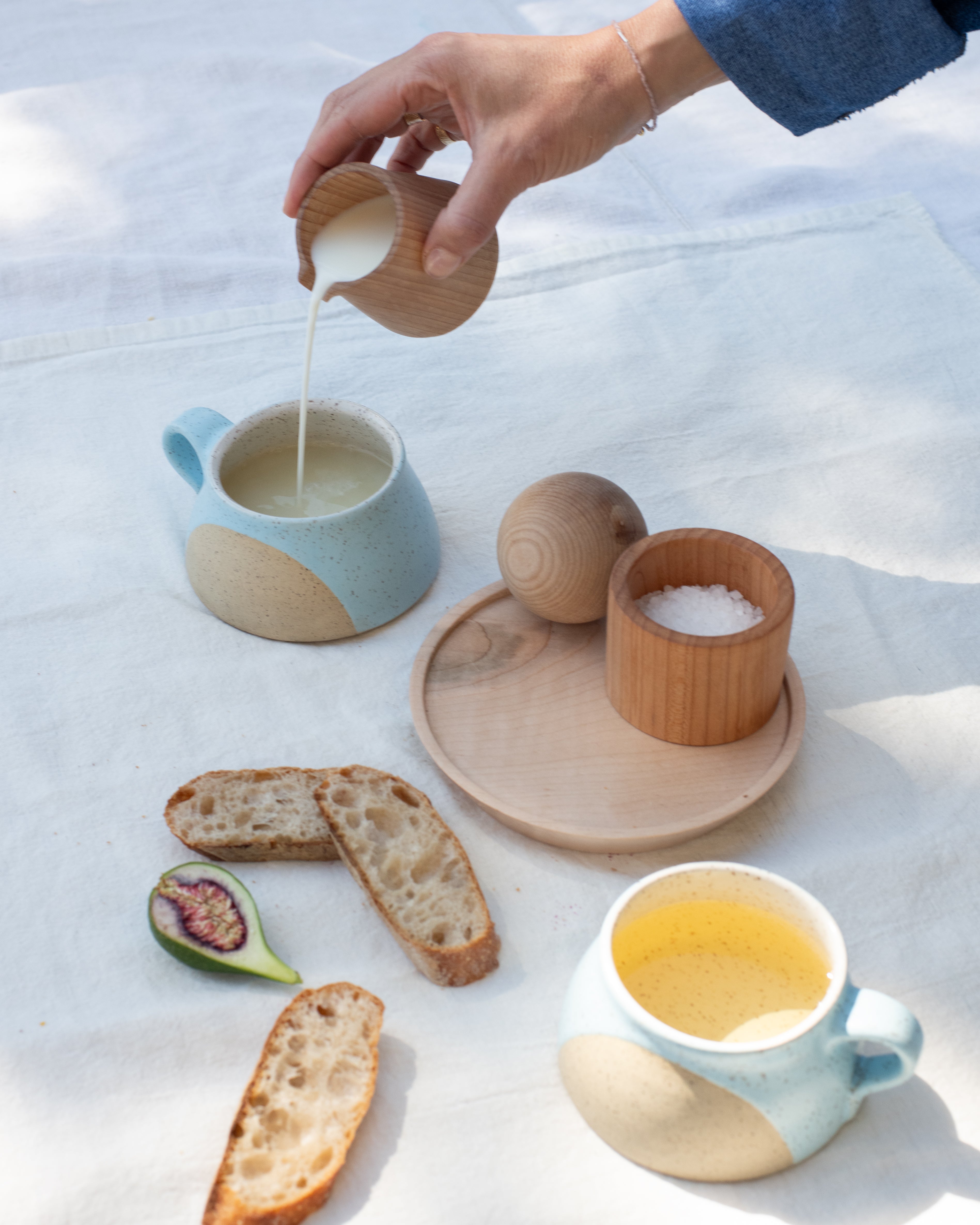 Wooden Cream and Sugar Set