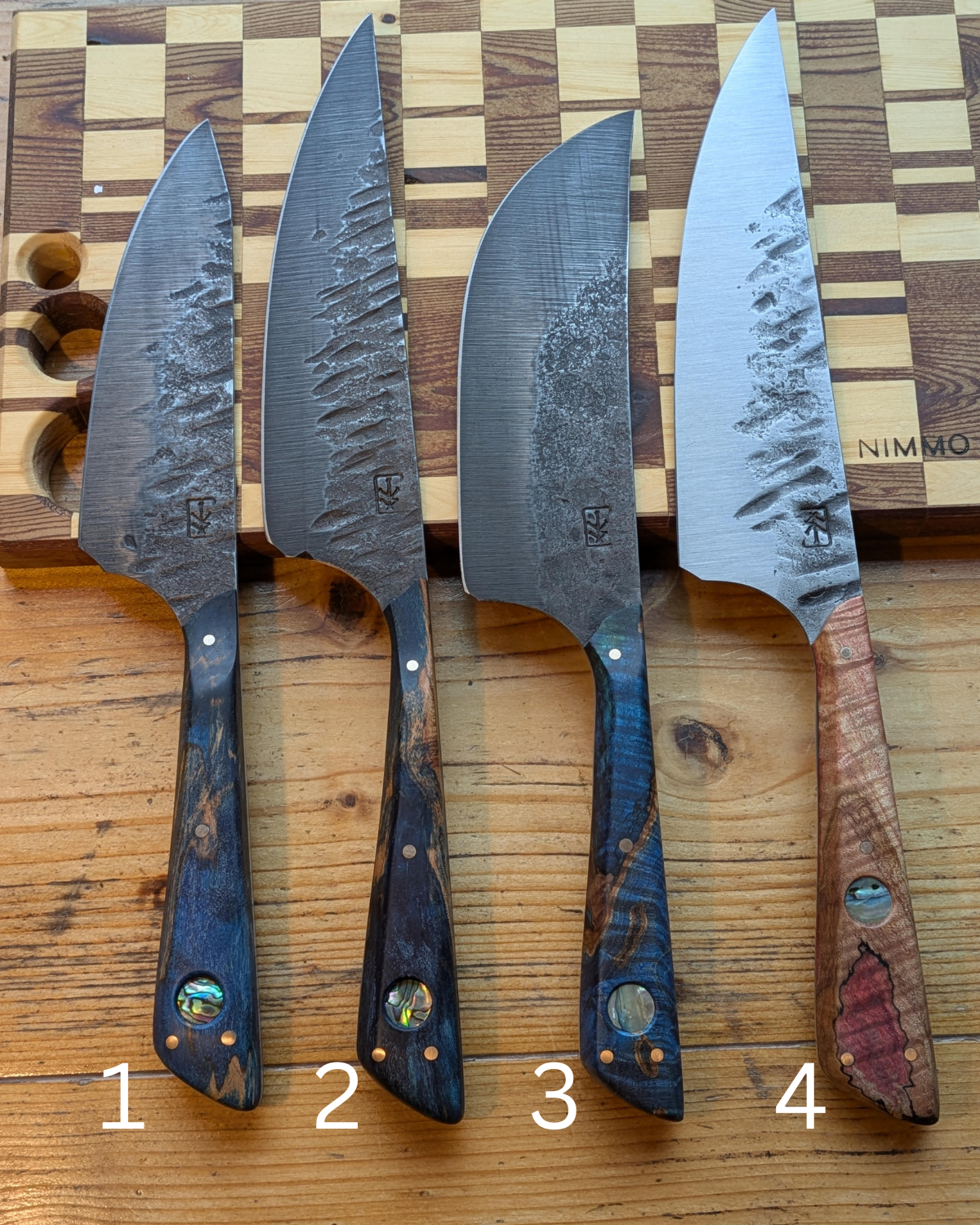 product photos of 4 leechtown blacksmith co. chef's knives