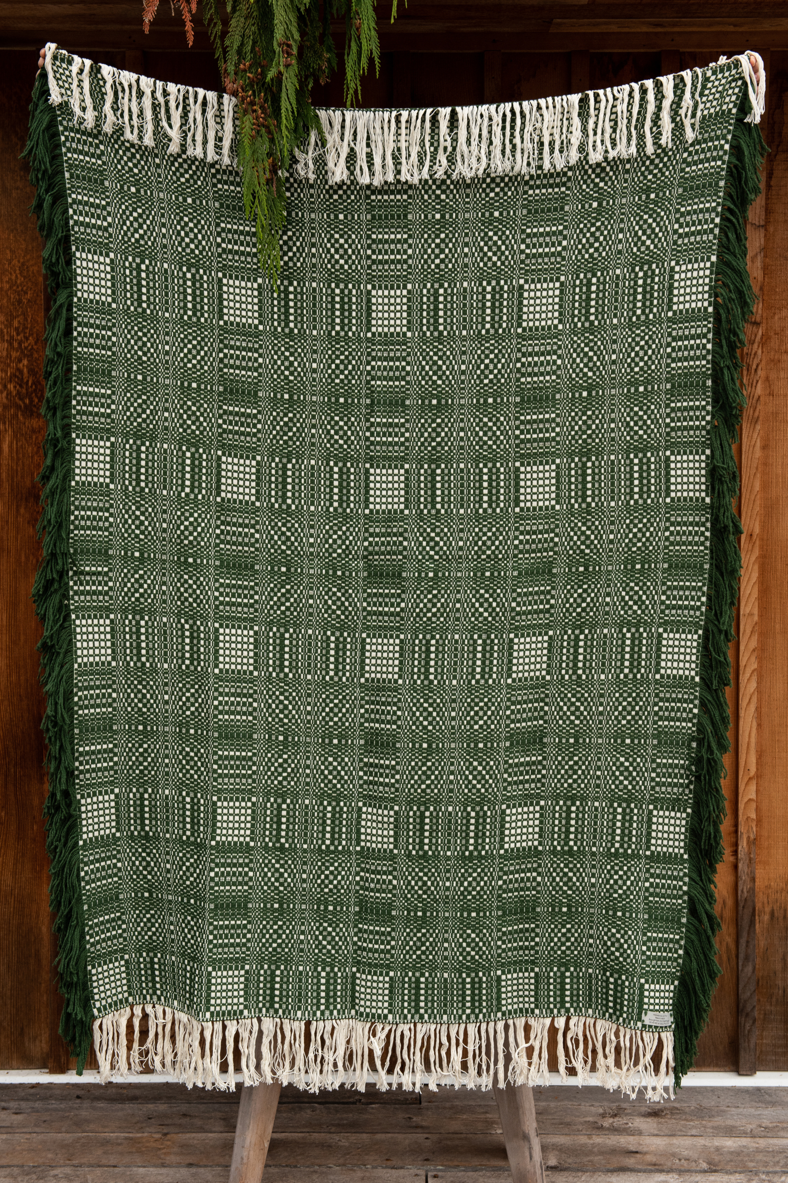 green B.A. Weaving Studio Blanket