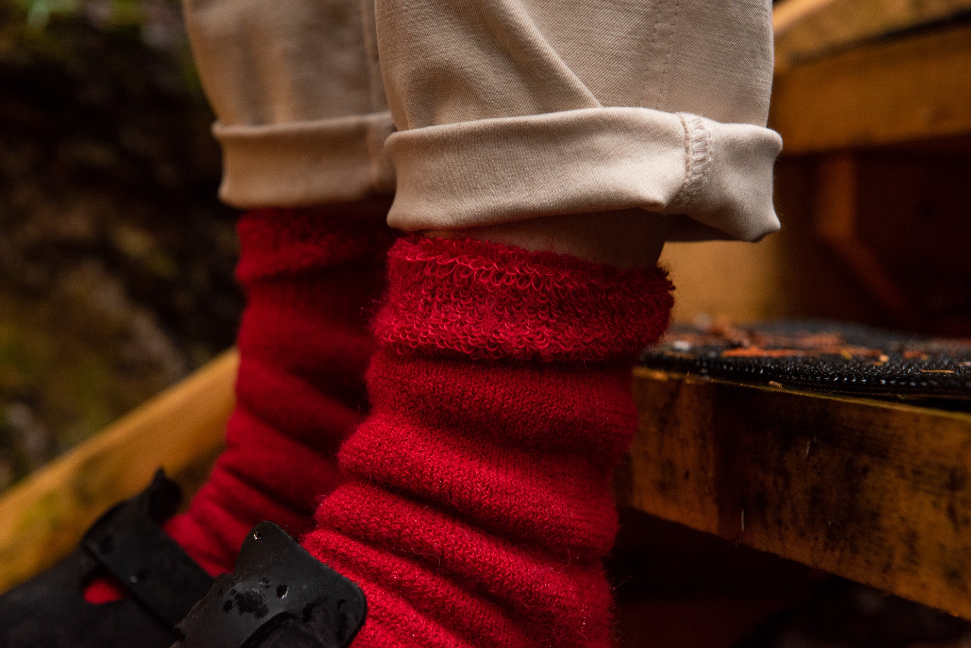 Thermohair Crew Socks in red Confluence Nimmo Bay