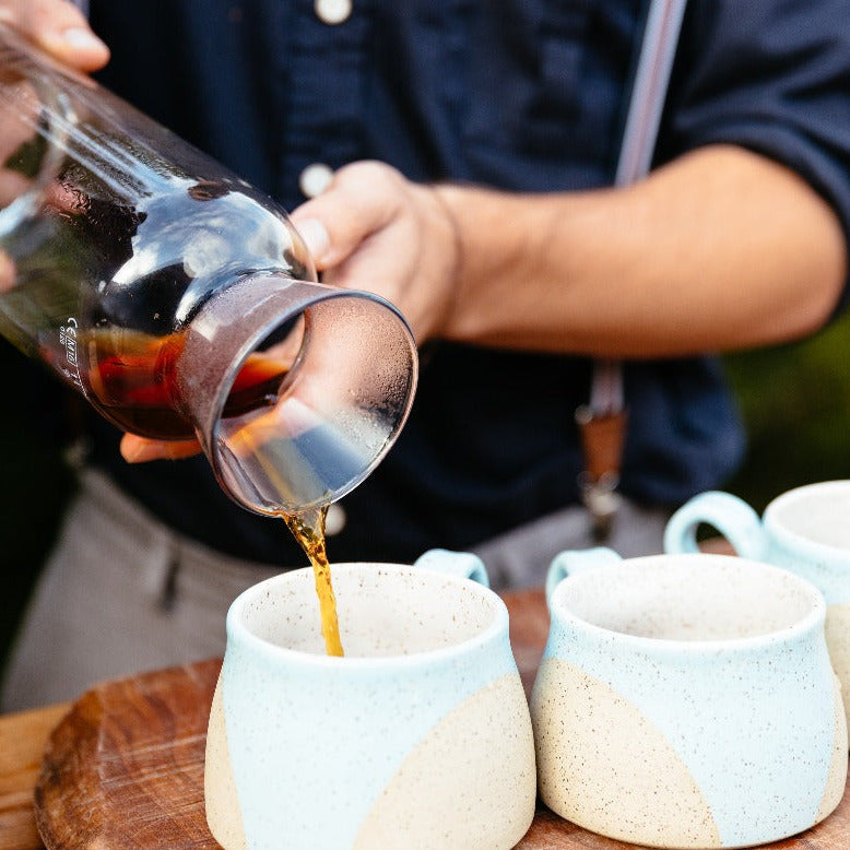 lupa half moon mugs with coffee