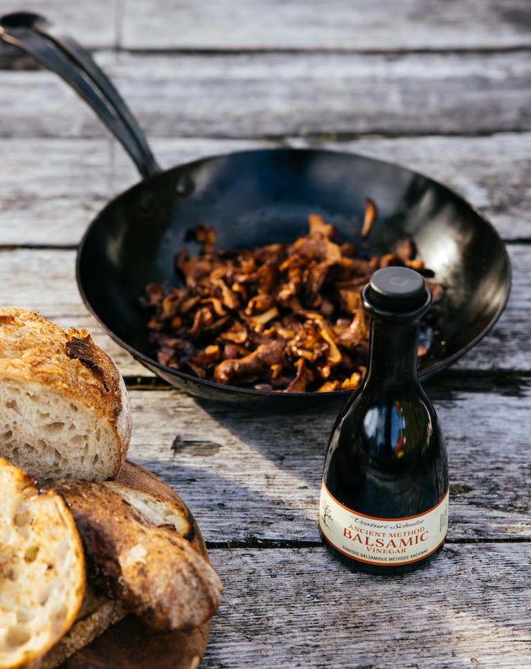 venturi schulze balsamic vinegar with mushrooms in a pan