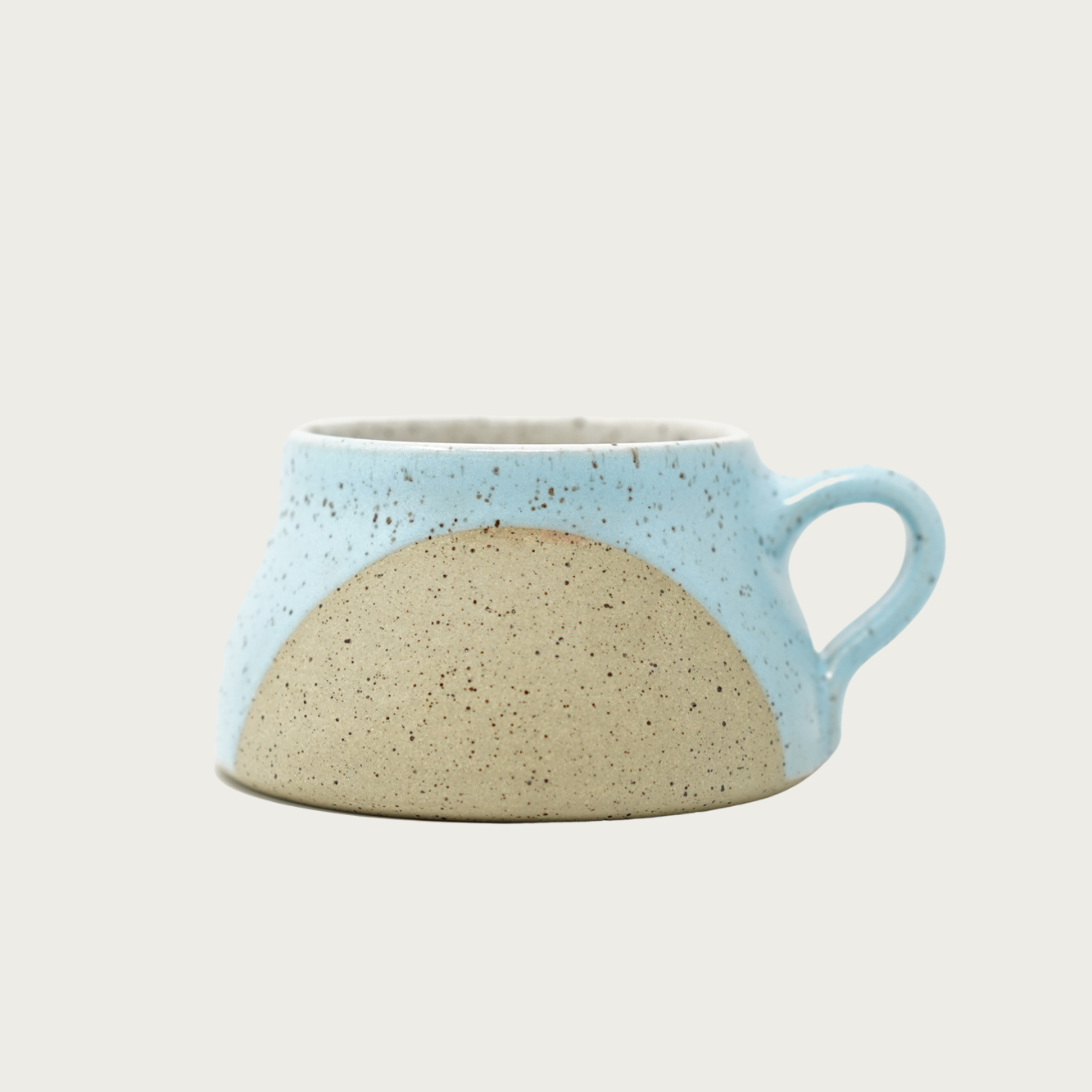 Lupa half moon mug. Handmade ceramics. Woman owned, female owned business. Made in Canada