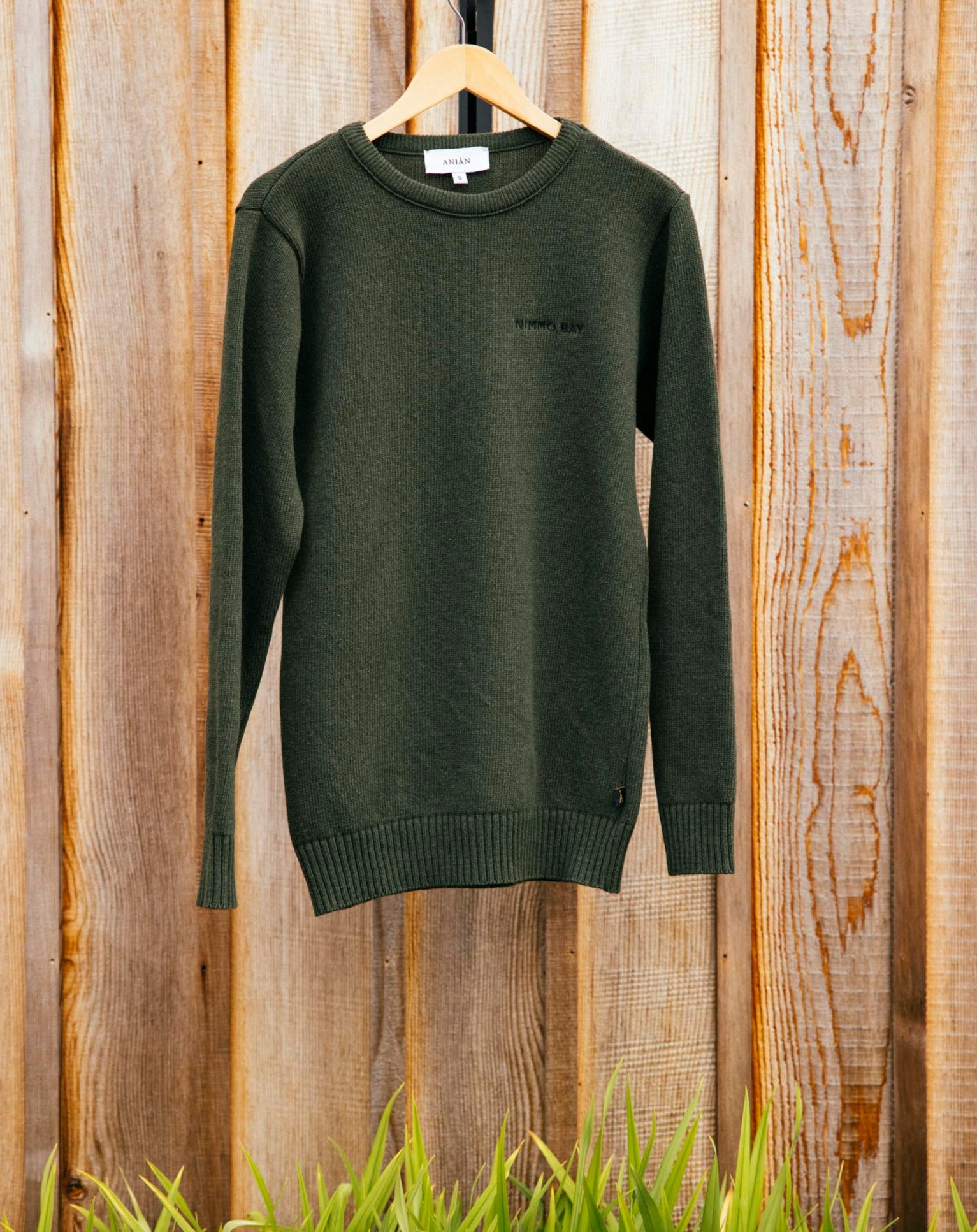 Anian Wool Fisherman Sweater in Green