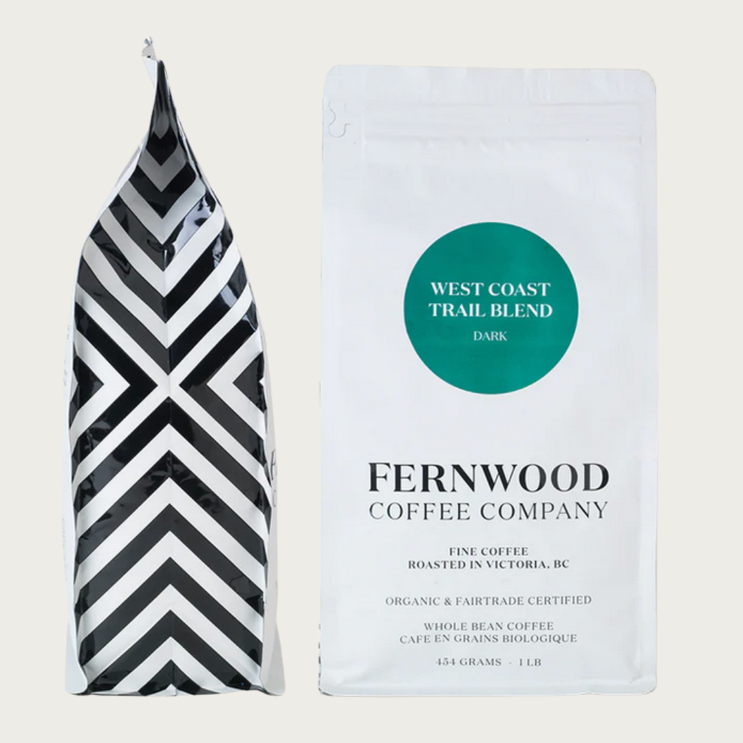 Fernwood Coffee Company west coast trail blend dark roast whole coffee beans confluence nimmo bay