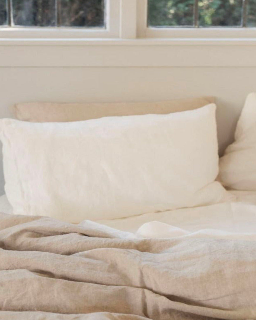 somn bedding luxury linen pillowcase on a bed